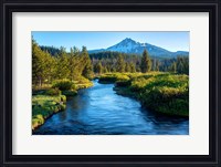 Framed Mt Bachelor And The Deschutes River, Oregon