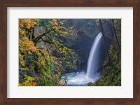 Framed Autumn At Metlako Falls On Eagle Creek, Oregon