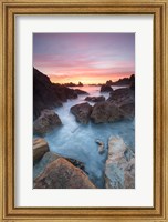 Framed Soft Sunset And Incoming Tide At Harris Beach State Park, Oregon