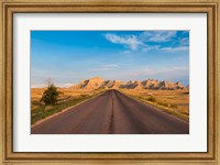 Framed Road Through The Badlands National Park, South Dakota