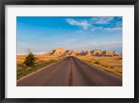 Framed Road Through The Badlands National Park, South Dakota
