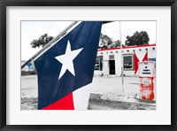 Framed Flag At An Antique Gas Station, Texas