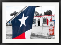 Framed Flag At An Antique Gas Station, Texas
