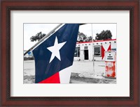 Framed Flag At An Antique Gas Station, Texas