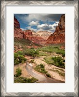 Framed View Along The Virgin River Or Zion National Park