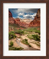 Framed View Along The Virgin River Or Zion National Park