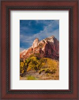 Framed Autumn Foliage In Front Of The Sentinel, Utah