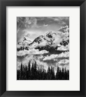 Framed Mount Carrie And Carrie Glacier, Washington (BW)