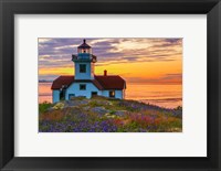 Framed Patos Lighthouse At Sunset, Washington State