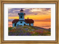 Framed Patos Lighthouse At Sunset, Washington State