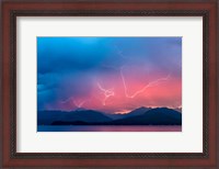 Framed Lightning Over Hood Canal And The Olympic Mountains