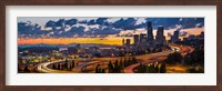 Framed Sunset Panorama Of Downtown Seattle