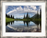 Framed Mt Rainier And Clouds Reflecting In Upper Tipsoo Lake