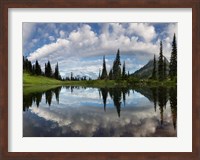 Framed Mt Rainier And Clouds Reflecting In Upper Tipsoo Lake