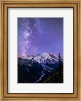 Framed White River Valley Looking Toward Mt Rainier On A Starlit Night