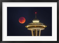 Framed Blood Moon Rises Over The Seattle Space Needle