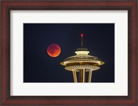 Framed Blood Moon Rises Over The Seattle Space Needle