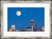 Framed Seattle Skyline View With Full Moon
