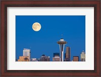 Framed Seattle Skyline View With Full Moon