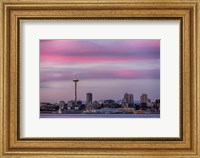 Framed Pink Sunset With The Seattle Space Needle