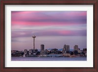 Framed Pink Sunset With The Seattle Space Needle
