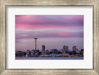 Framed Pink Sunset With The Seattle Space Needle