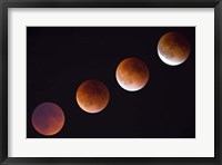 Framed Composite Of The Phases Of A Total Lunar Eclipse