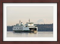 Framed Seattle-Bremerton Ferry Passes In Front Of Mt Rainier