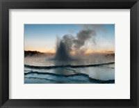 Framed Eruption Of Fountain Geyser After Sunset, Wyoming