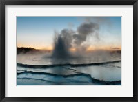 Framed Eruption Of Fountain Geyser After Sunset, Wyoming