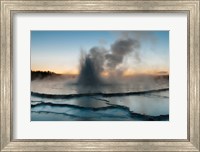 Framed Eruption Of Fountain Geyser After Sunset, Wyoming