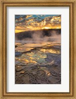 Framed Sunrise With Clouds And Reflections At Mammoth Hot Springs