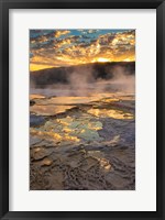 Framed Sunrise With Clouds And Reflections At Mammoth Hot Springs