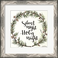 Framed Silent Night Pinecone Wreath