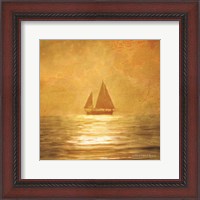 Framed Solo Gold Sunset Sailboat