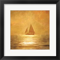 Framed Solo Gold Sunset Sailboat