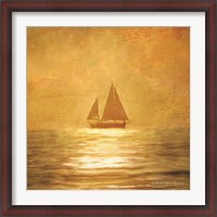 Framed Solo Gold Sunset Sailboat