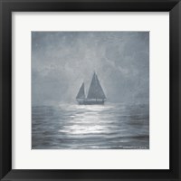 Framed Solo Blue Sea Sailboat
