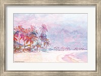 Framed Rainbow Bright Sandy Beach Umbrellas