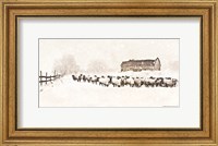 Framed Warm Winter Barn with Sheep Herd