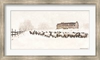 Framed Warm Winter Barn with Sheep Herd