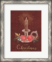 Framed Burlap Vintage Christmas Tall Candlestick