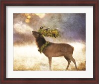 Framed Holly and Ivy Stag