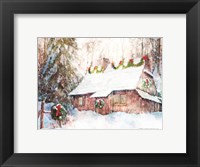 Framed Snowy Christmas Cabin