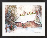 Framed Snowy Christmas Cabin