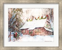 Framed Snowy Christmas Cabin