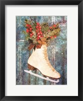 Framed Winter Skate with Floral Spray