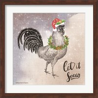 Framed Vintage Christmas Be Merry Rooster
