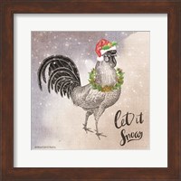 Framed Vintage Christmas Be Merry Rooster