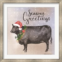 Framed Vintage Christmas Be Merry Cow